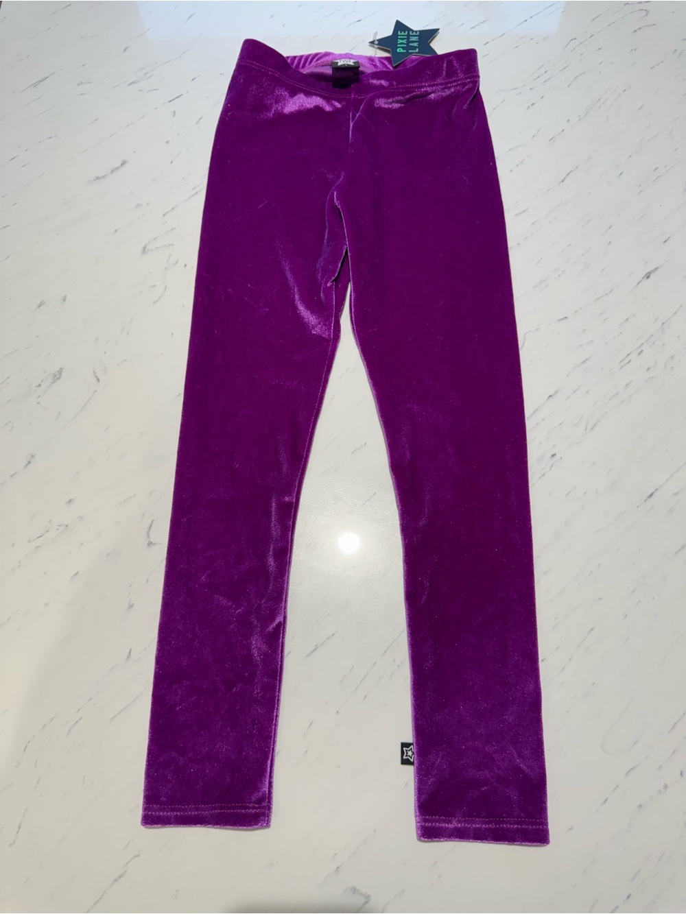 Pixielane Girls' Velvet Leggings in Deep Purple - Soft Stretch